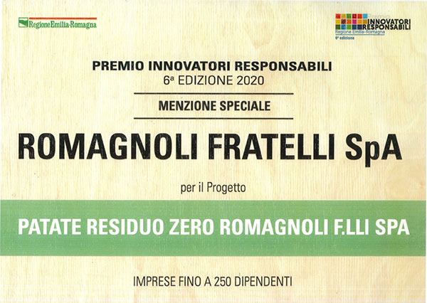 A Romagnoli il premio «Innovatori Responsabili»
